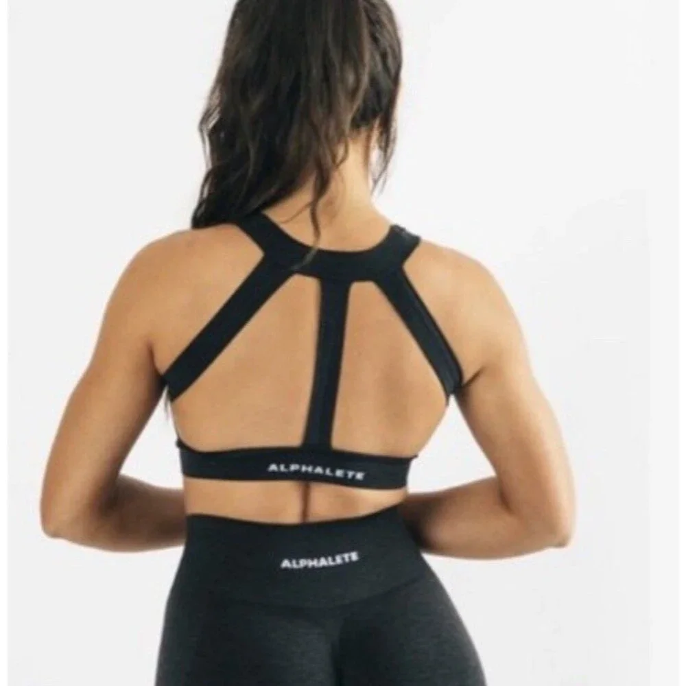 Alphalete Trinity Sports Bra Charcoal Grey Sz XL Running Workout